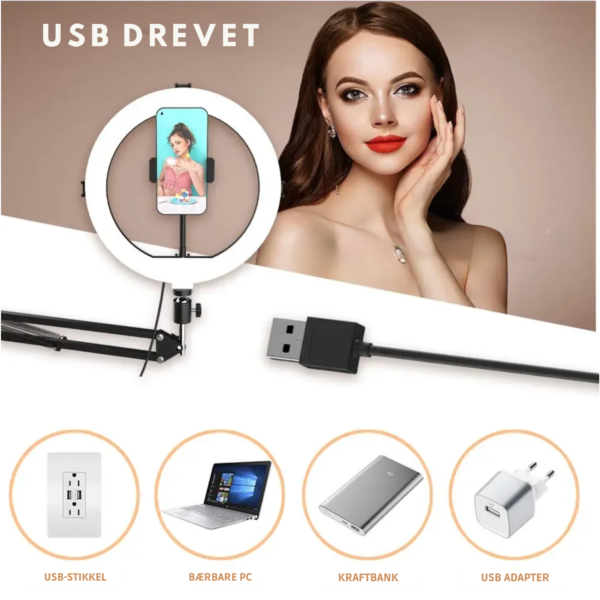 Led Selfie Ring Light Med Stativ
