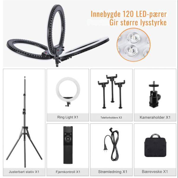 Profesjonelt Stativ Ring Light Led