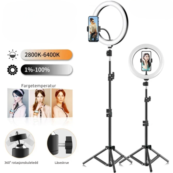 Ring Light For YouTube tent på skrivebord for videoer