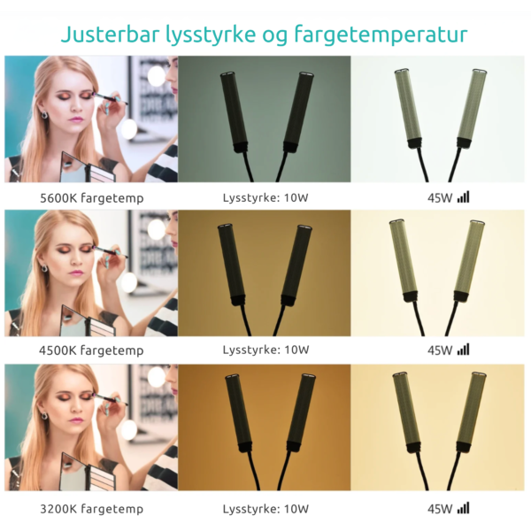 Justerbar bicolor belysning med ringlys for produktfotografering