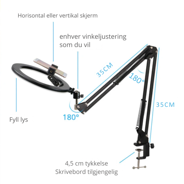 Selfie Ring Light Med Stativ