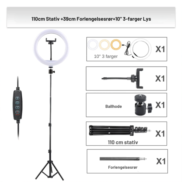 Ring Light For YouTube med mykt lys for opptak